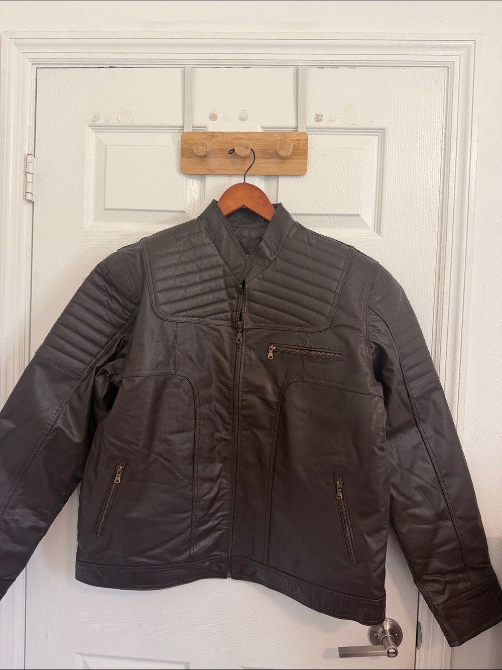 Men's Black Quilted Faux Leather Jacket - Classic Moto Style